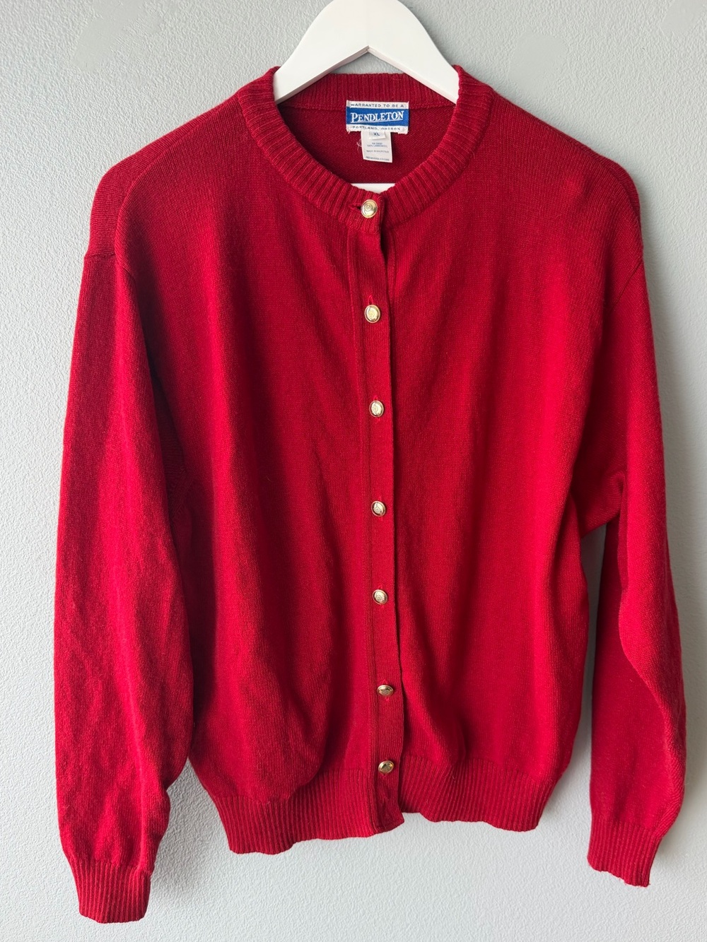 Pendleton vintage red 100% lambswool button down long sleeve cardigan Women’s XL